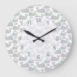 Reloj Redondo Grande Nursera de ballena gris