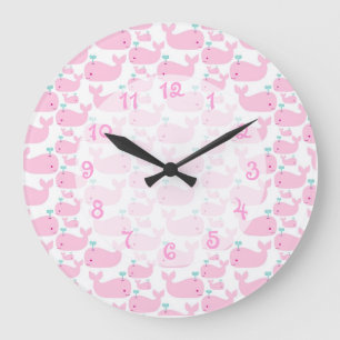 Reloj Redondo Grande Nursera de ballena rosa