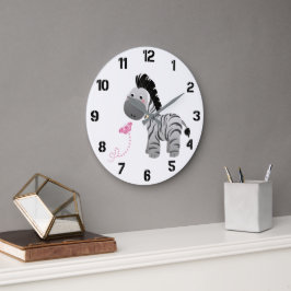 Reloj Redondo Grande Nursera de cebra y mariposa