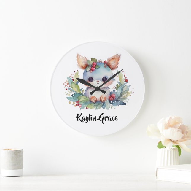 Reloj Redondo Grande Nursera personalizada de Conejo Conejo Conejo Cone (Hogar)