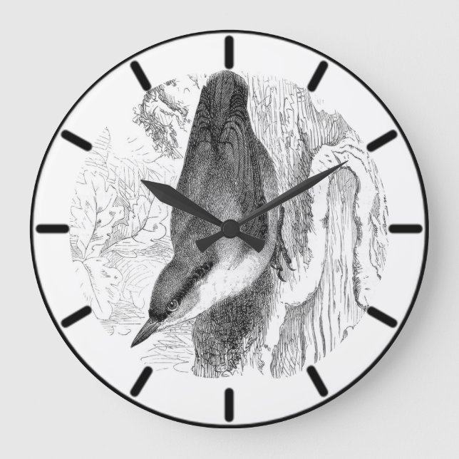 Reloj Redondo Grande Nuthatch British Bird Large Clock (Anverso)