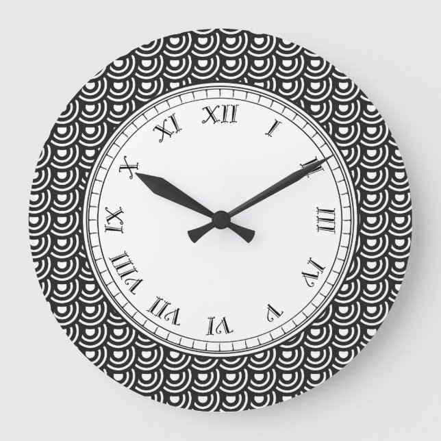 Reloj Redondo Grande NY Art Deco Metropolitano Moderno Negro y Blanco (Anverso)