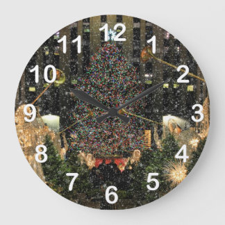 Reloj Redondo Grande NYC Rockefeller Center Xmas Tree Falling Snow