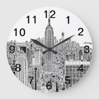 Reloj Redondo Grande NYC Skyline - Empire State Building, aspecto graba
