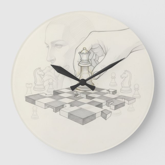 Reloj Redondo Grande O Tempo da Estratégia (Anverso)