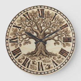 Reloj Redondo Grande Oak Tree Wall Clock 