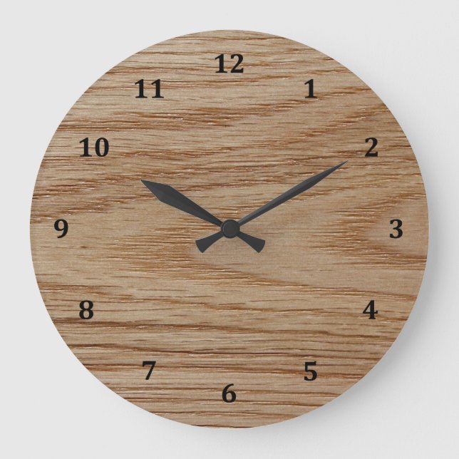 Reloj Redondo Grande Oak Wood Grain Look (Anverso)