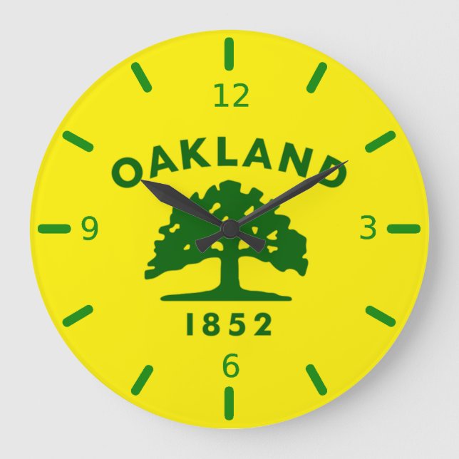 Reloj Redondo Grande Oakland (California) flag Large Clock (Anverso)