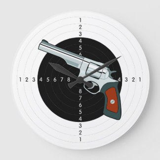 Reloj Redondo Grande Objetivo De Rango De Armas Con Pistola Revolver