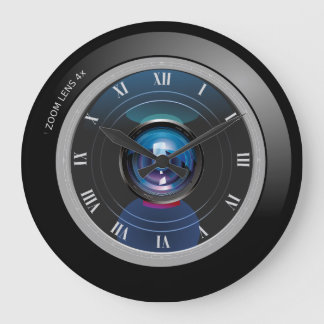 Reloj Redondo Grande Objetivo de zoom de cámara con números romanos