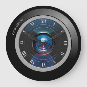 Reloj Redondo Grande Objetivo zoom de cámara con números romanos