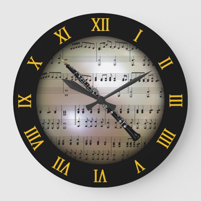 Reloj Redondo Grande Oboe ~ Fondo "El planeta musical" * ~ (Anverso)