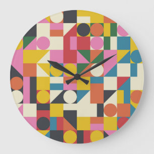 Reloj Redondo Grande Obra artística de Bauhaus: composición geométrica