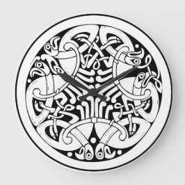 Reloj Redondo Grande Obra nórdica de Knotwork - arte de la mitología vi