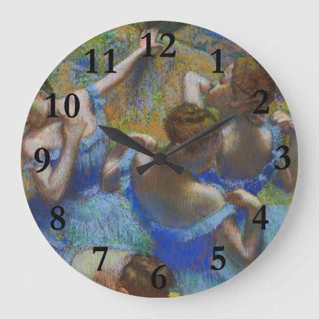 Reloj Redondo Grande Obras maestras de arte fino Pastel Bailarinas Azul (Anverso)