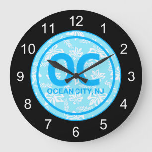 Reloj Redondo Grande OC Ocean City NJ Blue Wall Clock