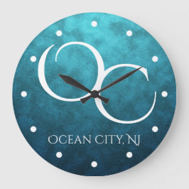 Reloj Redondo Grande OC Ocean City NJ en Blue Water Background Beach