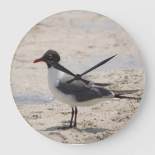 Reloj Redondo Grande Ocean Sand Seagull Bird Beach Photo