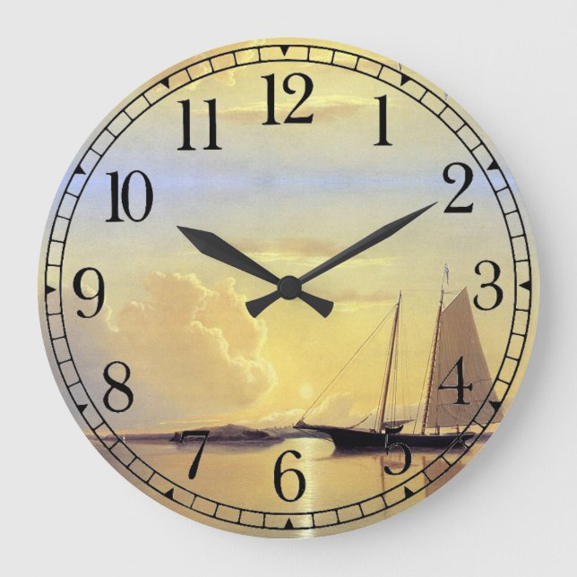 Reloj Redondo Grande Ocean Yacht Vela Vela Vela Mar Clock (Anverso)
