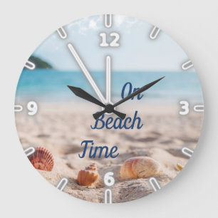 Reloj Redondo Grande Océano de arena cielo, playa, conchas marinas