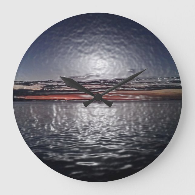 Reloj Redondo Grande Oceans Sunset, Rippling Water Wall Clock (Anverso)