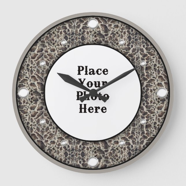Reloj Redondo Grande Ocelot Your Photo Wall Clock (Anverso)