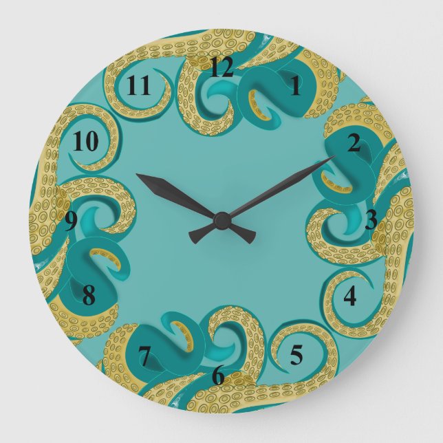 Reloj Redondo Grande Octopus Art (Anverso)