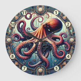 Reloj Redondo Grande Octopus Art Deco