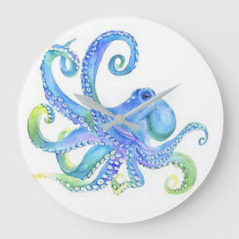 Reloj Redondo Grande "Octopus azul"
