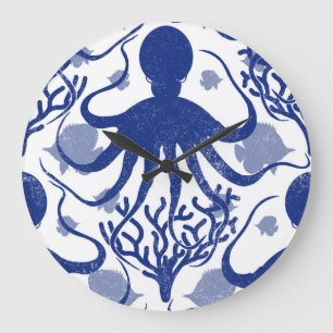 Reloj Redondo Grande Octopus (fondo claro)