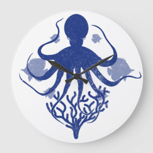 Reloj Redondo Grande Octopus (fondo claro)
