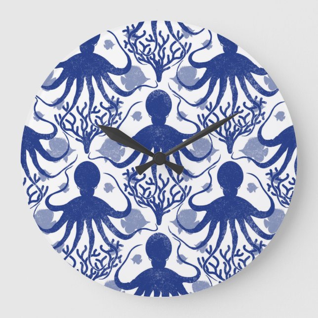 Reloj Redondo Grande Octopus (fondo claro) (Anverso)