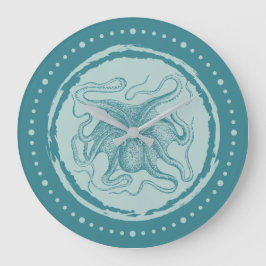Reloj Redondo Grande Octopus Verde azulado Aqua
