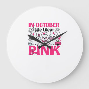 Reloj Redondo Grande Octubre Nosotros Vestimos de Rosa Enfermera Concie