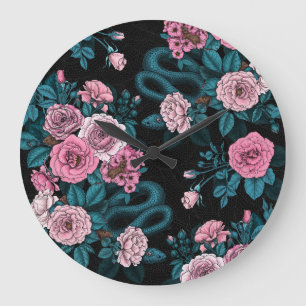 Reloj Redondo Grande Ocultos en los rosas 2