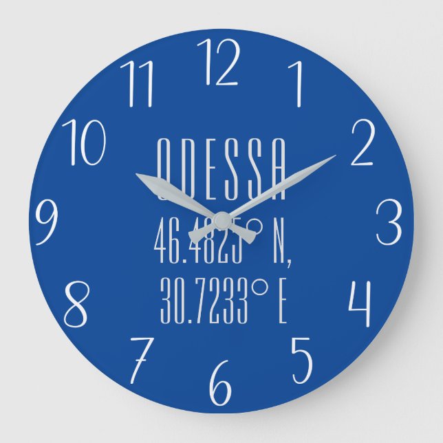 Reloj Redondo Grande Odessa Ucrania Latitud y longitud (Anverso)