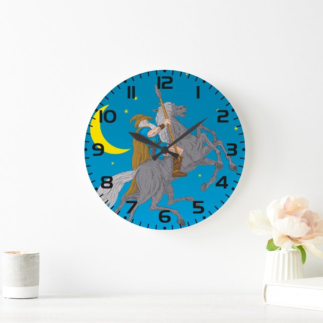 Reloj Redondo Grande Odin Riding Sleipnir Norse Mythology Viendo a Dios (Subido por el creador)