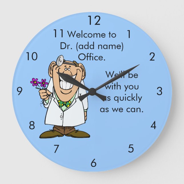Reloj Redondo Grande Office Clock del texto del personalizar del Dr. (Anverso)