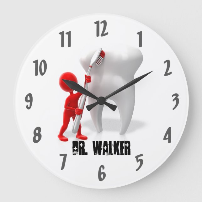 Reloj Redondo Grande Oficina de dentista profesional (Anverso)