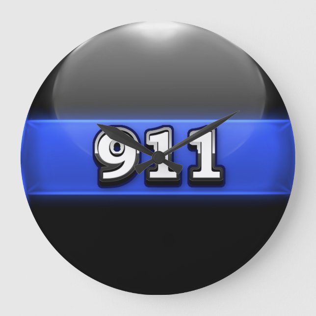 Reloj Redondo Grande Oficina de Policía de la Línea Azul delgada (Anverso)