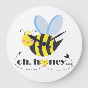 Reloj Redondo Grande Oh Honey Valentines reina Bee personaje con tiara
