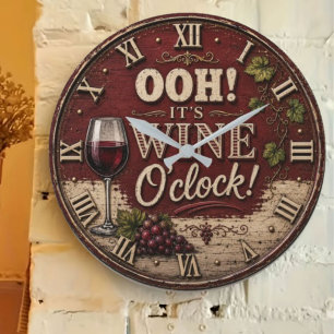 Reloj Redondo Grande Oh! It's Wine O'Clock