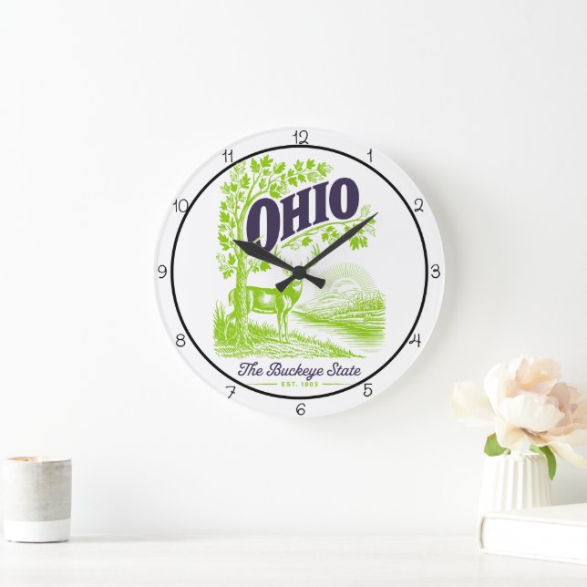 Reloj Redondo Grande Ohio Buckeye State Deer  (Hogar)