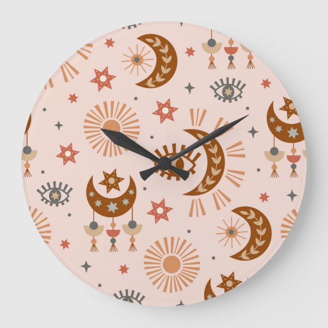 Reloj Redondo Grande Ojo celeste, luna, patrón solar. (Anverso)