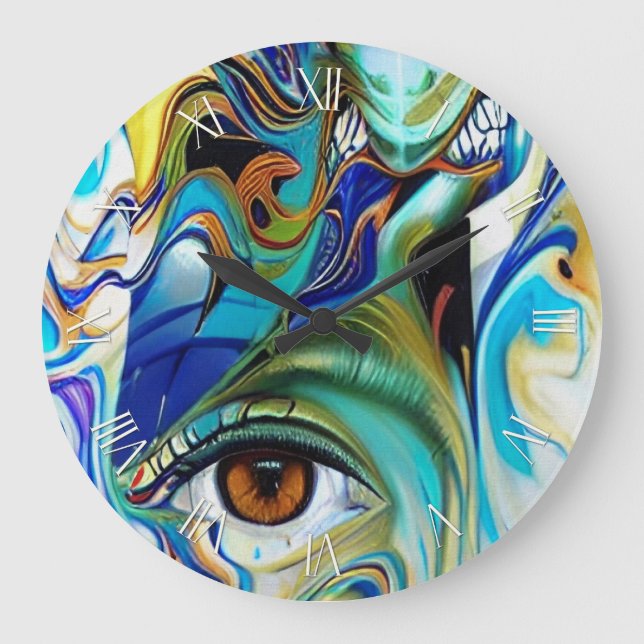 Reloj Redondo Grande Ojo en abstracto (Anverso)