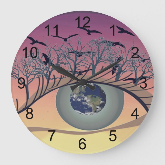 Reloj Redondo Grande Ojo en el mundo – Arte de la naturaleza y la Tierr (Anverso)