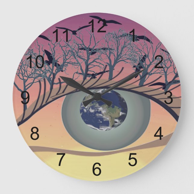 Reloj Redondo Grande Ojo en el mundo - Naturaleza y arte de la Tierra (Anverso)