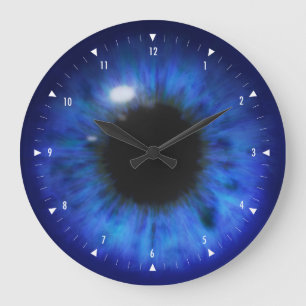 Reloj Redondo Grande Ojos azules profundos hipnóticos
