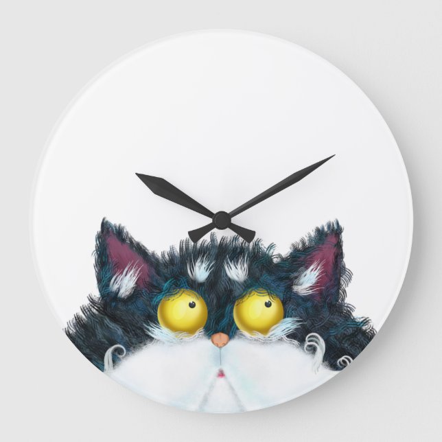 Reloj Redondo Grande Ojos de gato mirando (Anverso)