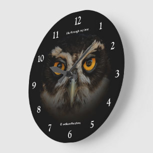Reloj Redondo Grande Ojos dorados hipnóticos de un búho de anteojos